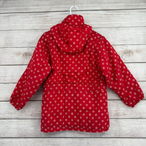 Obermeyer Snow Flake Print Ski Snowboard Jacket Juniors 12 Red White Youth - Picture 2 of 15